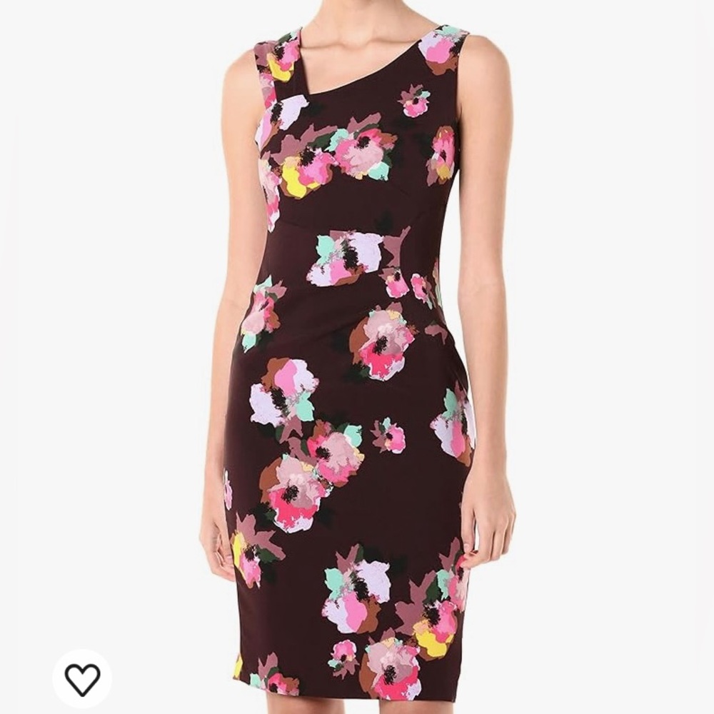 Laundry by Shelli Segal NWT Plus Size Plum Purple Floral Ruched Sheath Dress